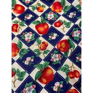 VINTAGE Cranston VIP Cotton Fabric BTHY Checkerboard Apples & Blossoms Country